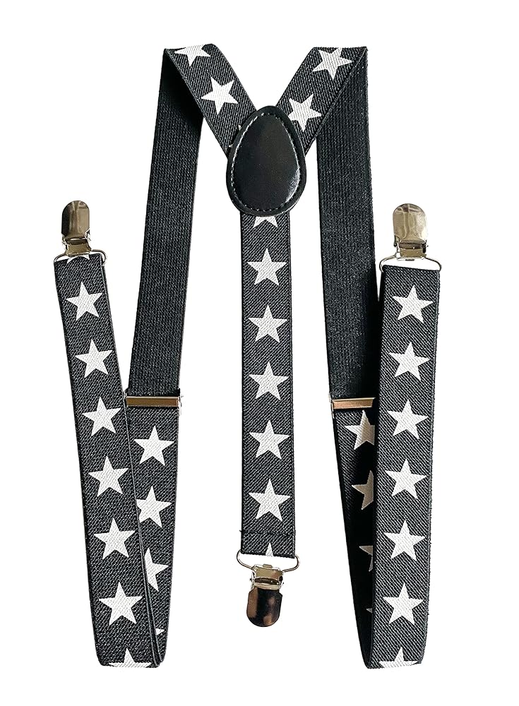 MOTIF SUSPENDERS (Stars) for Men and Women Y-shape 1.4 Inch